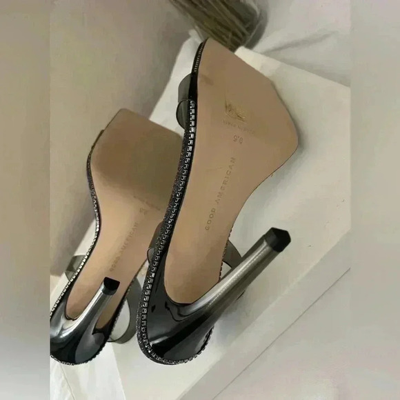 GOOD AMERICAN CRYSTAL CRUSH LUCITE SANDAL STILETTO HEELS SIZE 9 1/2 - Picture 11 of 11